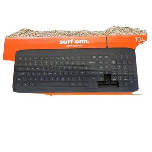Wired USB Keyboard Surf Onn, 104 keys Open Box Black For Computer